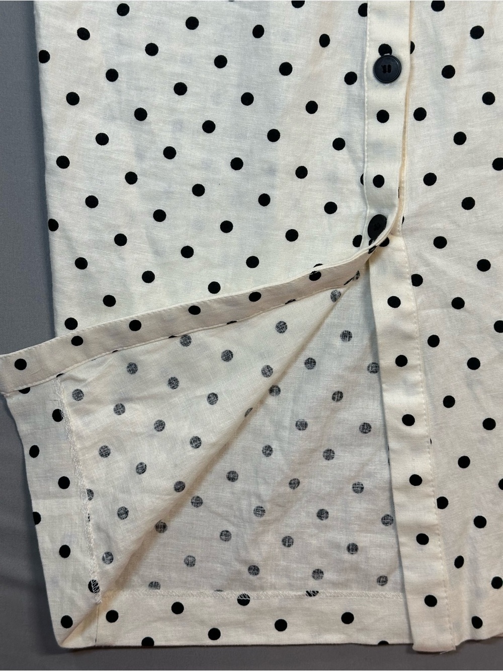 Zara Polka-Dot Linen-Blend Fitted Midi Dress, Cap Sleeve, Ruched - Womens XS - Picture 8 of 16